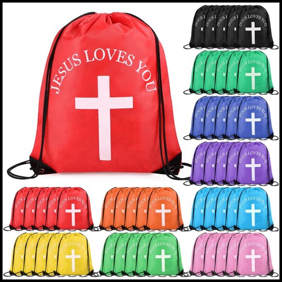 Drawstring Backpack Bulk Christian Religious Gift Bag Polyester Daypack main image 6